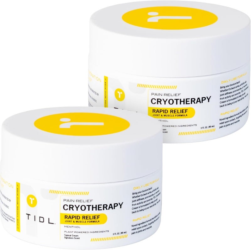 TDL Cryotherapy Pain Relief Cream, 2-Pack, Targeted Neck Pain, Joint & Muscle Pain Relief with Organic, Plant-Based Menthol, Instant Cooling for Sport & Post Workout Full Body Recovery, 6oz - Image 1